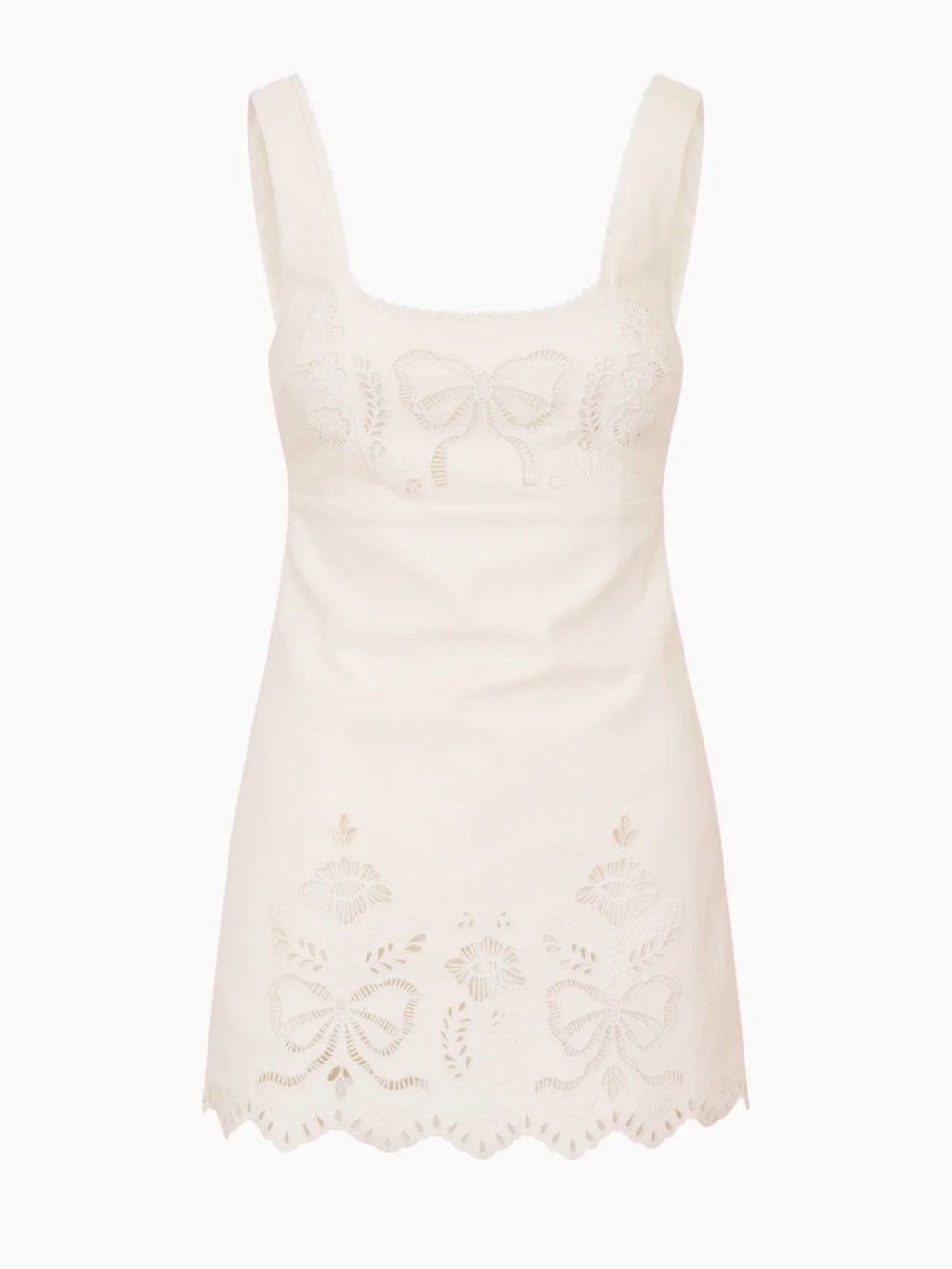 LoveShackFancy White Eyelet Bow Mini Dress - Picture 2 of 4
